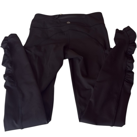 lululemon athletica Pants - Lululemon ruffle at ankle leggings , black , size 2, length 35”